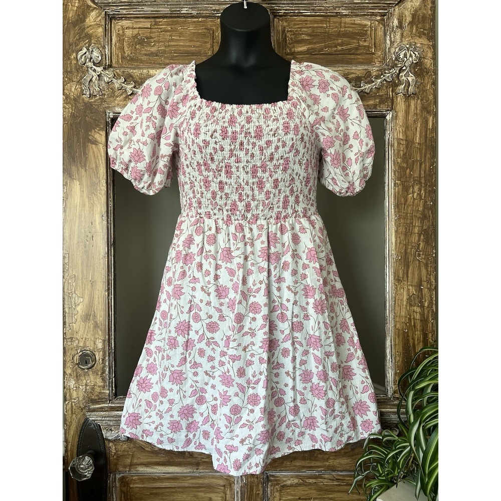 Universal Threads Floral Dress With Pockets Cotton Pink‎ Ruched Small